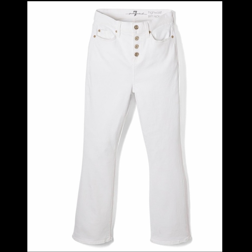 7 For All Mankind High Waist Button Fly Slim Kick Crop Jeans SZ 28